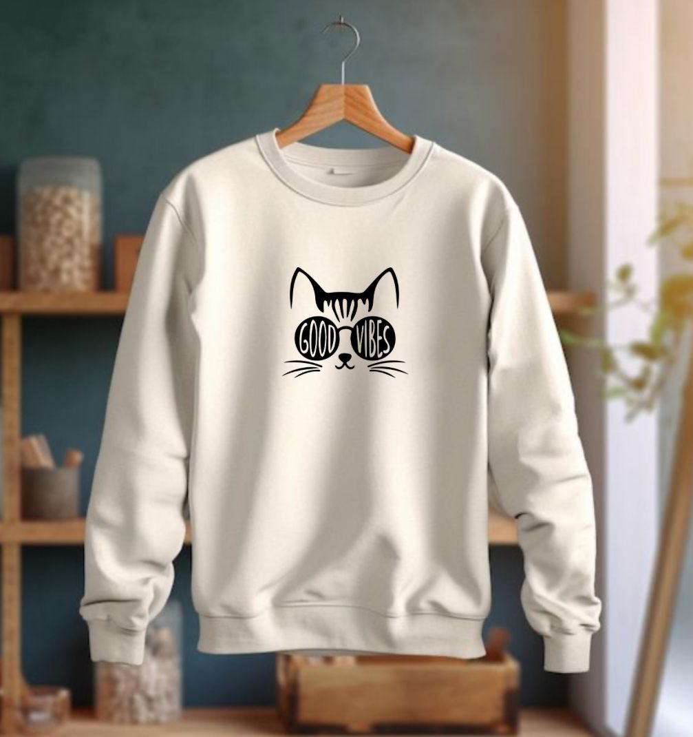 Cat Face Good Vibes Sweatshirt